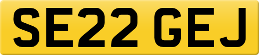 SE22 GEJ private number plate